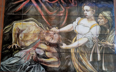 Mural de Caravaggio, Judit y Holofernes.
