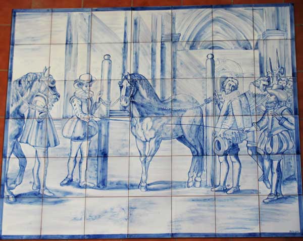 Mural de doma de caballos en azul cobalto | Cerámica Artística | Matilde