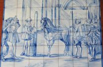 Mural de doma de caballos en azul cobalto