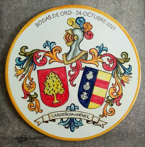 Placa para regalo para Bodas de Oro  Artesanía y Souvenirs de Alcoy -  Escudos de apellidos